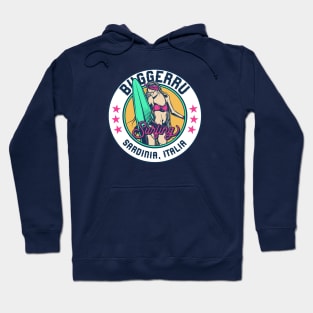 Retro Surfer Babe Badge Buggerru Sardinia Italy Hoodie